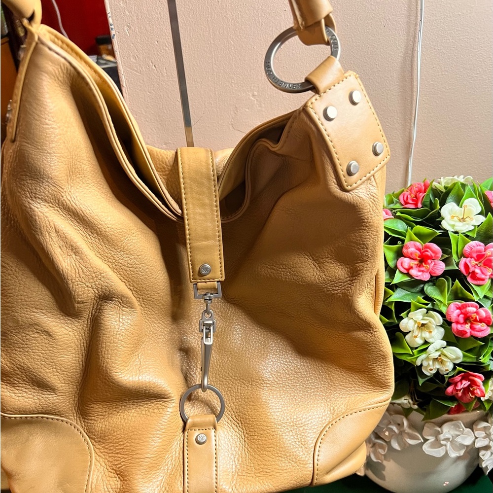 Kenneth Cole Vintage Handbag Womens Brown Hobo Leather Shoulder Strap O Ring